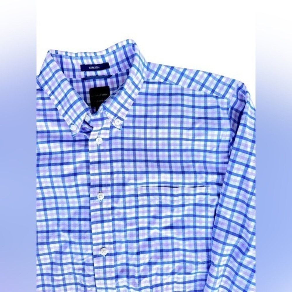 Dockers Battery Street Classic Fit Button Down - Mens Size Medium Blue Plaid